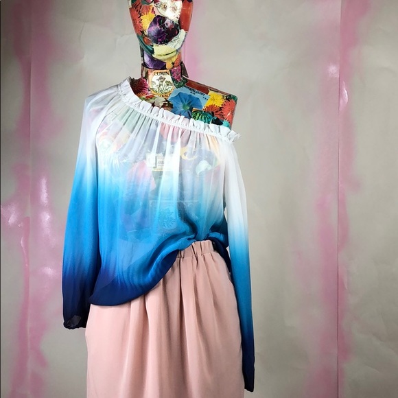 Neiman Marcus Tops - Neiman Marcus NG The Label Ombre Peasant Gradient